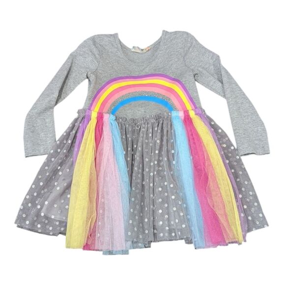 Truly Me Gray Rainbow Dress with Multicolor Tulle - Picture 1 of 5